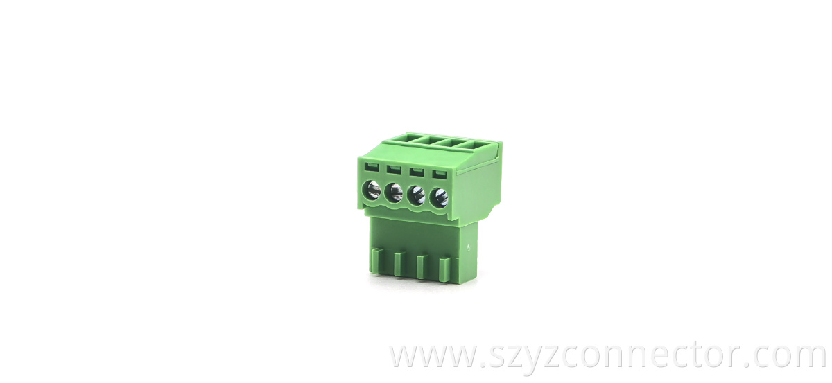 2.54mm Pitch Pluggable Terminal Blocks Female Green 1*4P 2.54mm Pitch Pluggable Terminal Blocks Female Green 1*4P